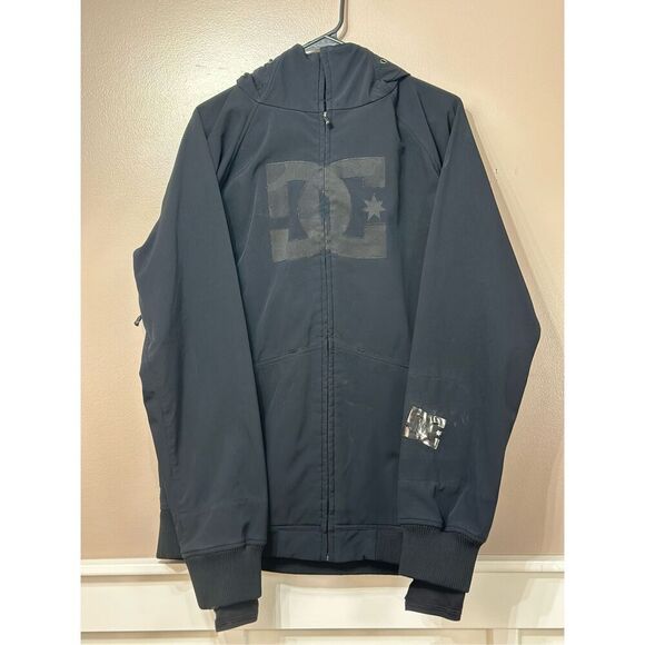 Vintage DC Men's 5K Spectrum Softshell 11 Hooded Black Snowboarding Jacket XL - Picture 2 of 16